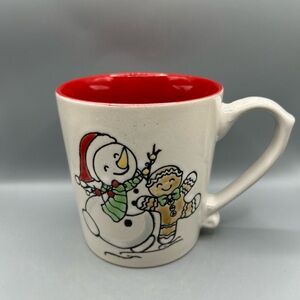 Eli + Ana Watercolor Gingerbread Man And Snowman Christmas Mug NEW